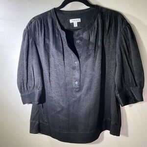 Nordstrom Women's Black Short‎ Sleeve With Buttons Size M